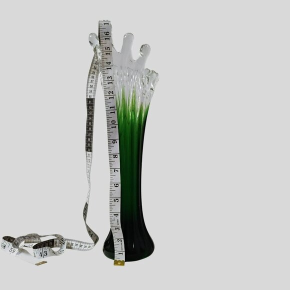 Mid Century Modern Green Art Glass Vase Vintage Stretch Swung Murano Style 17" - Picture 5 of 16